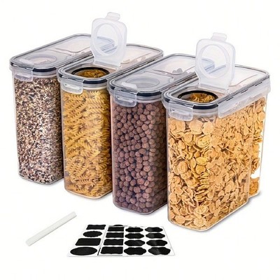 Aesthetic 4pc Airtight Cereal Container Set Clear Food Storage with Label 84.5oz