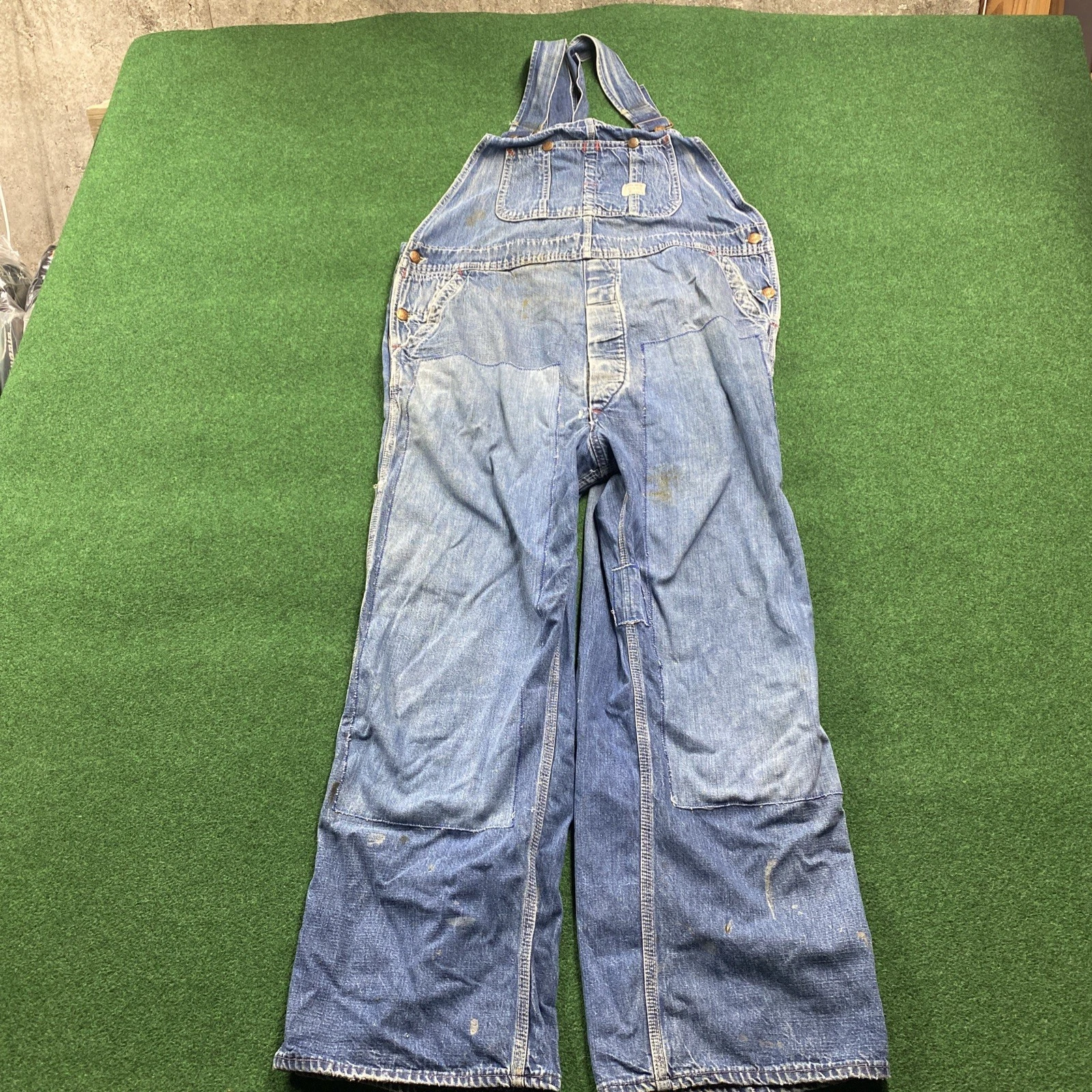 Vintage Big Mac Overalls Mens 40x28 Blue 50S 60S Pennys Denim Work Bibs USA