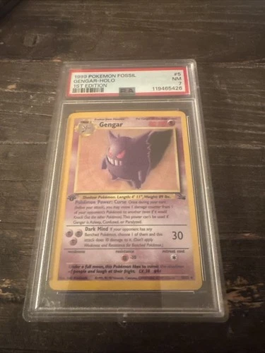 1999 Pokemon Fossil 1st Edition Holo Gengar #5 PSA 7
