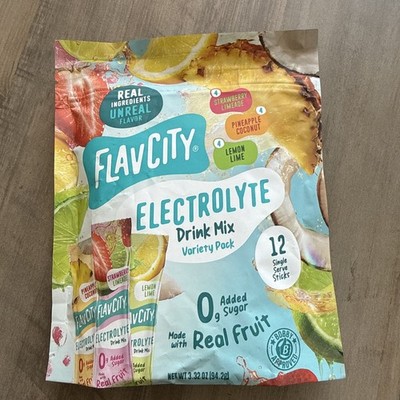 FlavCity Hydration Electrolyte Supplement Powder - Variety Pack - 3.95oz/12ct
