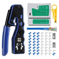 Crimp Tool Pass Through Ethernet Crimper for Cat5 Cat5e Cat6 RJ45 Connectors