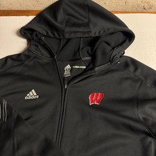 Adidas Climawarm Wisconsin Badgers Hoodie Jacket Full Zip Black