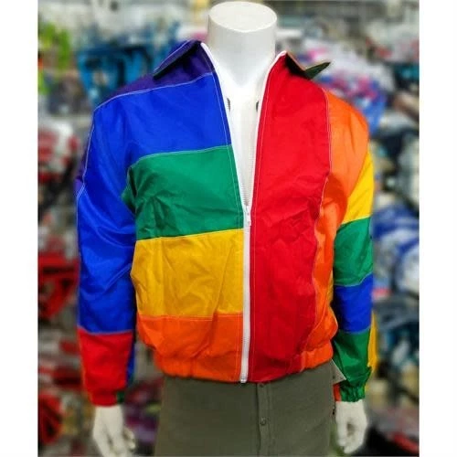 RAINBOW NYLON JACKET WITH QUILTED LINING LARGE