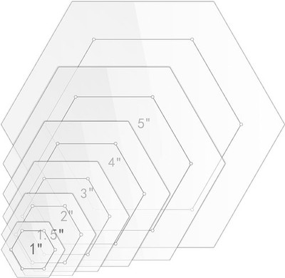 DIY Quilting Made Easy: 6 Acrylic Hexagon Templates with Precision Measurements