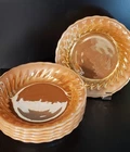 Vtg (6) Suburbia/ Anchor Hocking Peach Luster Opalescent Salad Plates/bowls