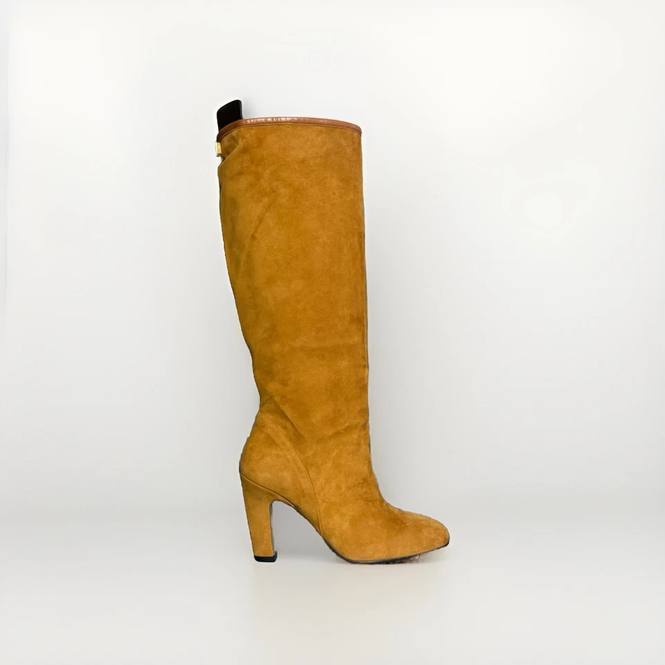 STUART WEITZMAN STIVALI PELLE SCAMOSCITA MARRONE OCRA - Immagine 4 di 4