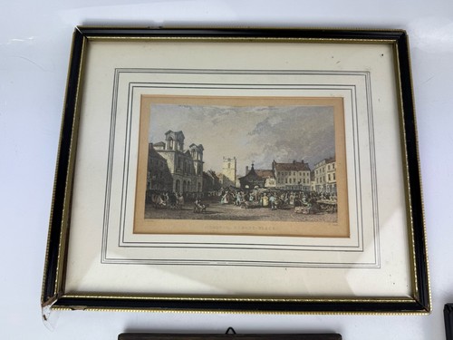 Vintage Frames & Prints With Brass Wall Plate And Wood Etching Frames Bundle X4 - Picture 4 of 9