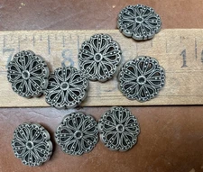 buttons silver tone 3/4" metal shank 5pcs