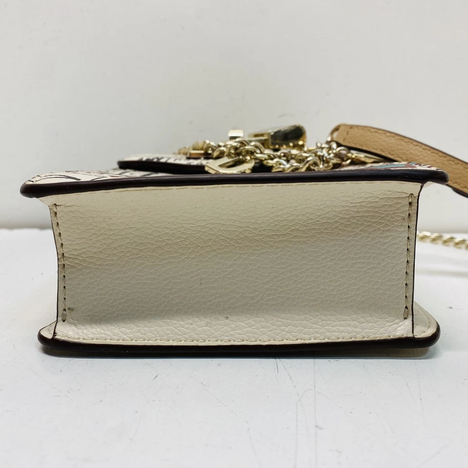 DKNY Women White Graffiti Leather Magnetic Crossbody - Image 3 of 4