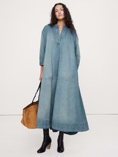 BANANA REPUBLIC Denim Popover Shirt Dress  XS | Vintage Blue Wash #852091 NEW