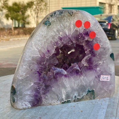 8.02LB Natural agate Amethyst geode quartz cluster crystal Cathedral specimen He