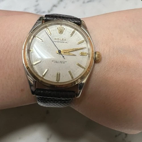 Vintage Rolex Oyster Perpetual 6565 Two-Toned 1030 Automatic Movement Watch 34mm