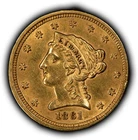 1861 G$2.50 Liberty Head Gold Quarter Eagle - Civil War Year - UNC - G6015
