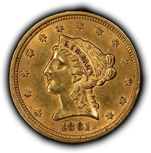 1861 G$2.50 Liberty Head Gold Quarter Eagle - Civil War Year - UNC - G6015