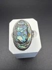 445 Vintage Sterling Silver Abalone Ring