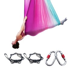 Aerial Yoga Hammock Aerial Yoga Swing with Daisy Chains Carabiners for Invert...