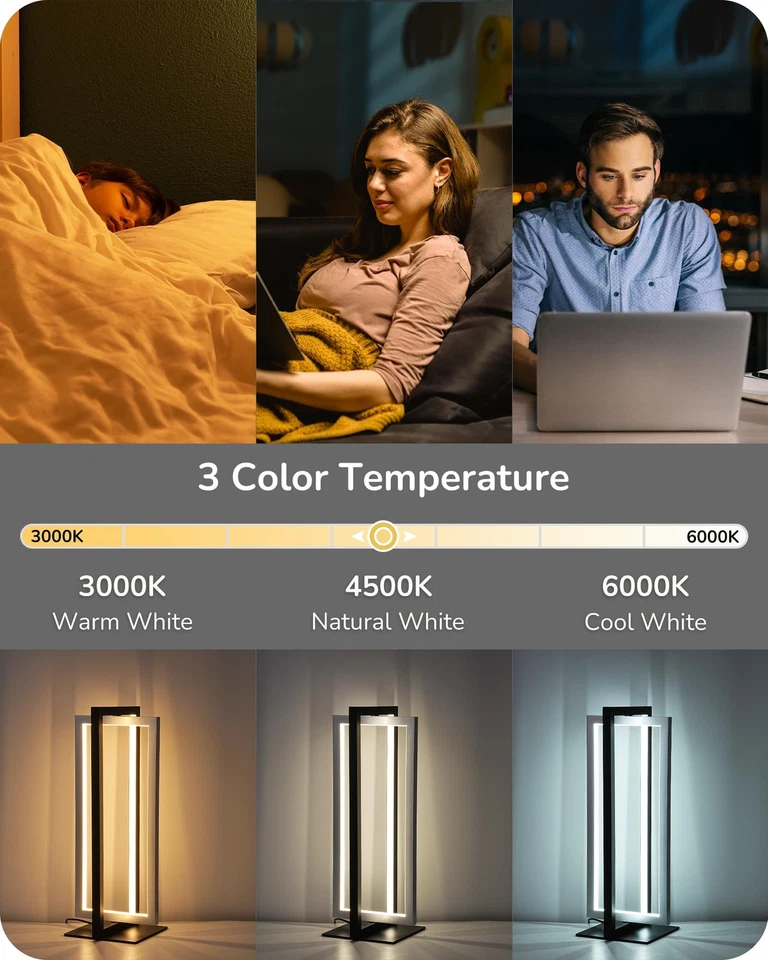 Modern LED Table Lamp, 750LM Stepless Dimmable Bedside Lamp, 3 Color Temperat... - Image 3 of 4