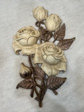 Syroco Rose Wall Plaque • Resin Floral Wall Hanging • USA Made