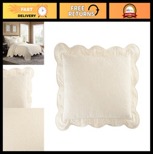 Modern Farmhouse Floral Pillowcase, 100 Cotton, Scalloped Edges, Ivory Sham 20"