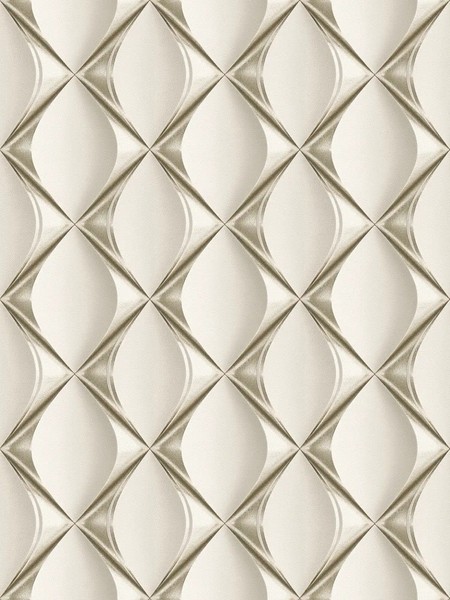 3D Tapete Silber-Weiß Mit Retro Design – Grau, Metallic, Beige-image