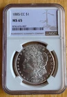 1885 CC Carson City $1 Morgan Silver Dollar NGC MS65 Bright White Key Date Coin