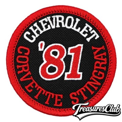 1981 Chevrolet Corvette Stingray Embroidered Patch Black/Red Iron-On Sew-On 3x3''