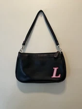 Vintage Black Chateau Shoulder Purse Letter L  Y2K