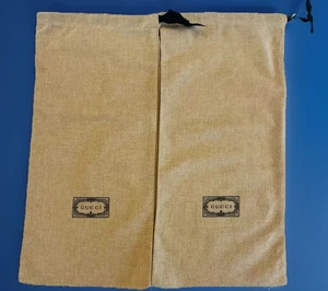 GUCCI LOT DE 2 sacs à poussière/sac à chaussures marron toile/coton 12x16,5