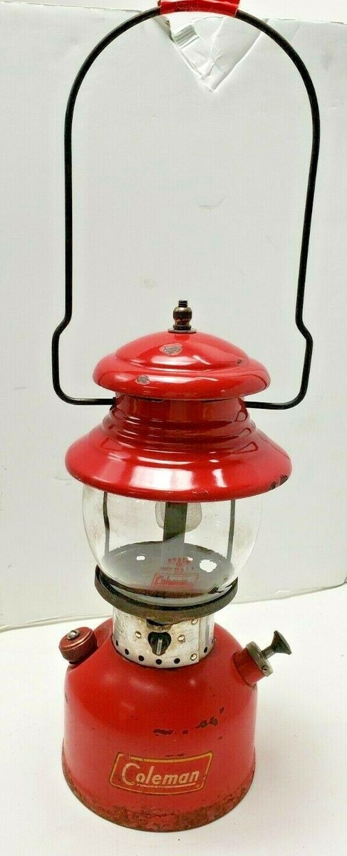 1955 (3-55) RED COLEMAN 200A LANTERN WITH Red LETTER Pyrex GLOBE