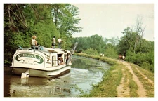 Canal Fulton OH Ohio St. Helena II Freight Barge Ohio-Erie Canal Chrome Postcard