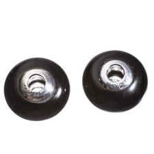 Black Obsidian & Sterling Silver Bead- 2pc-9x14mm OBS14h