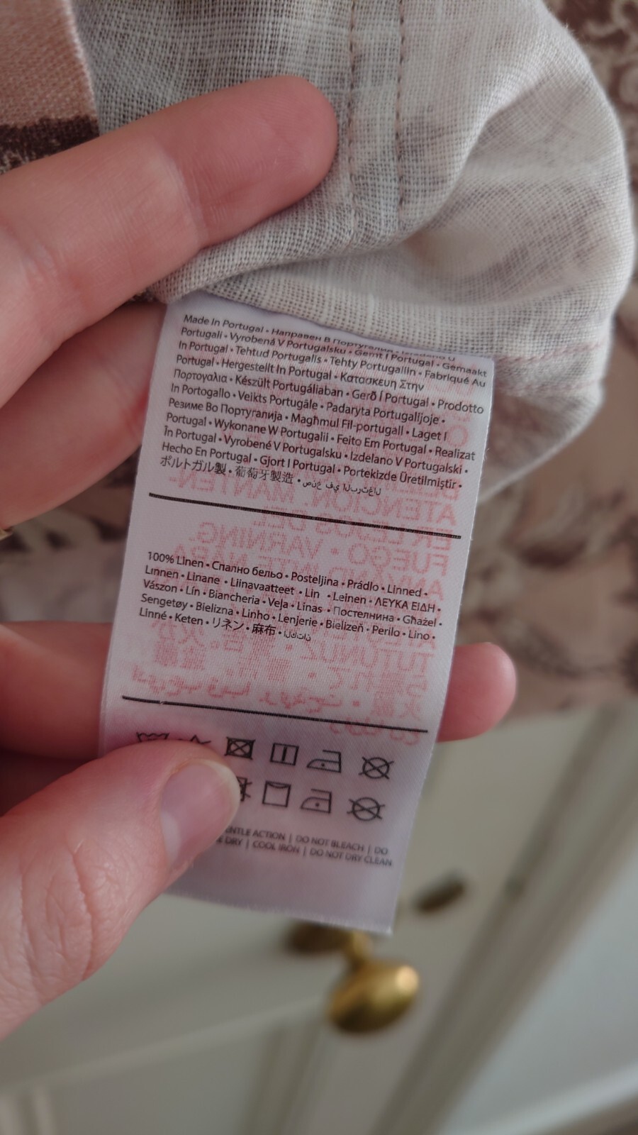 Desmond & Dempsey Pocket Pyjama Shirt Only Night Bloom Print Rose Latte Linen S