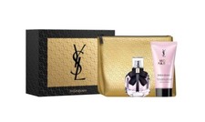 YSL MON PARIS Yves Saint Laurent 2pc Set 1.0 oz EDP  1.6 Body Lotion YSL POUCH
