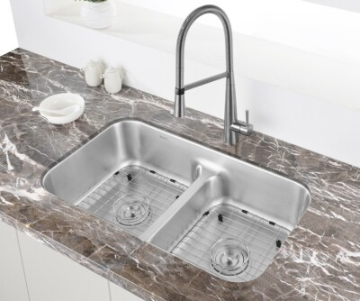 #ad #ad Ruvati 32 inch Low Divide 50 50 Double Bowl 16Gauge Kitchen Sink – RVM4350 $129.00