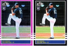 JACOB NIX 2019 DONRUSS ROOKIE RETRO VARIATION PINK HOLO & BASE CARD 224  PADRES