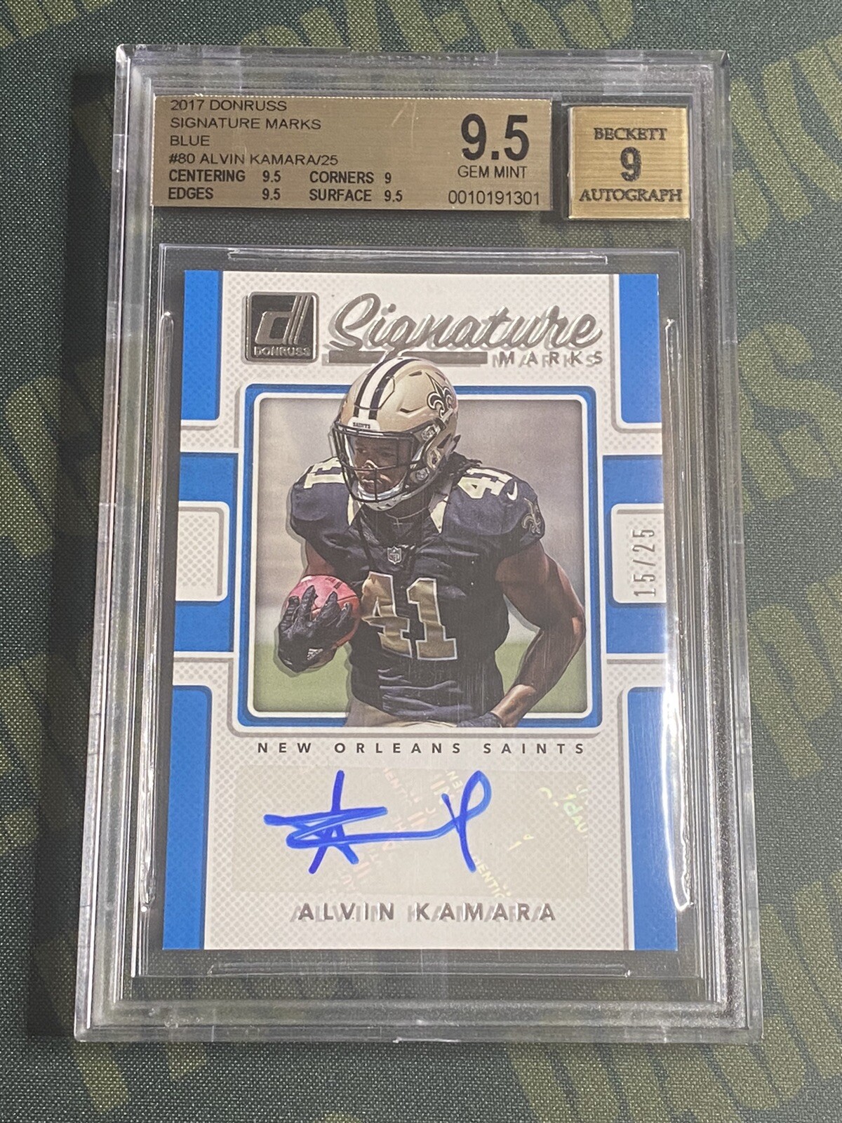 Alvin Kamara Panini Donruss Signature Marks #AKM Blue