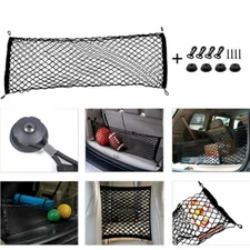 Car Trunk Cargo Organizer Storage Elastic Mesh Net Holder 4 Hooks