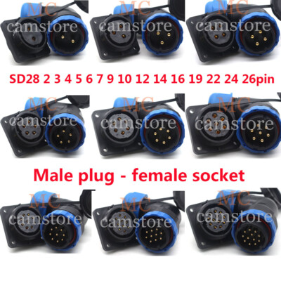 SD28 2-26 pin Panel Mount IP67 Waterproof Plug & Socket industry cable Connector