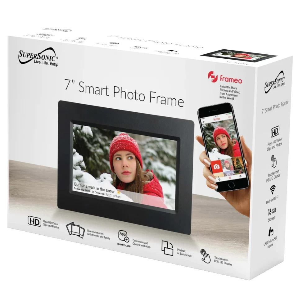 Supersonic 7-Inch Smart Photo Frame IPS Touch Screen 8GB WiFi SC-7107W NEW - Image 2 of 4