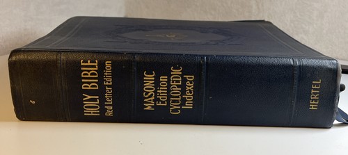 Holy Bible Masonic Edition Red Letter Cyclopedic Indexed 1949 Hertel Dark Blue - Picture 14 of 18