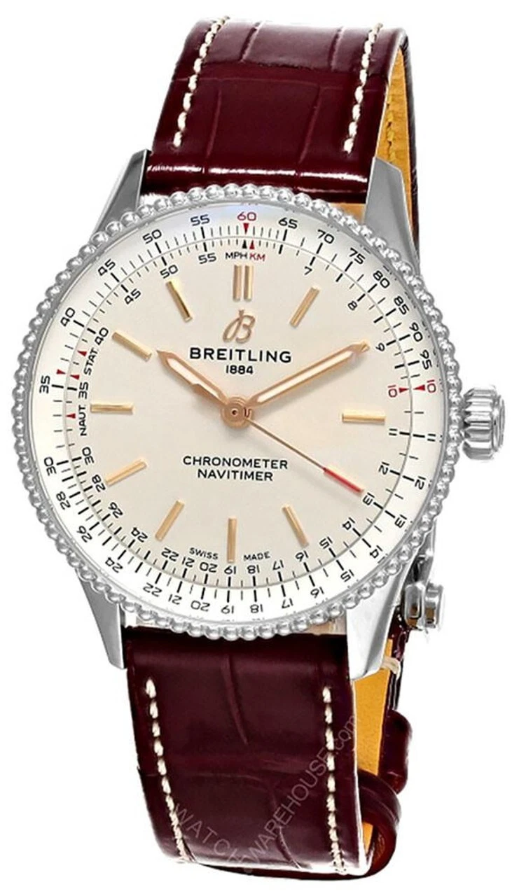 BREITLING Navitimer Automatic 36mm Burgundy Leather Unisex Watch A17327211G1P1