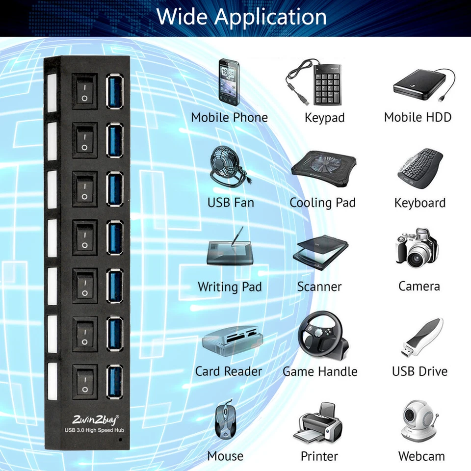 HUB USB 3.0 para PS4/Pro/Slim/PS5/Xbox One Adaptador de Expensión Divisor de Alta Velocidad Foto 4 de 4