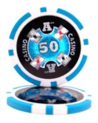 50 Light Blue $50 Ace Casino Poker Chips - Buy 2, Get 1 Free - Mix & Match!