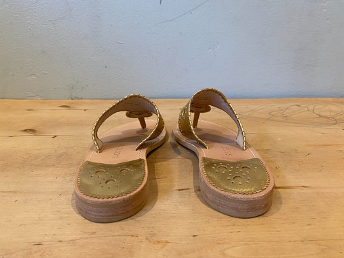 NWOT/B Jack Rogers Jacks Flip Flop Sandal , Gold Leather , Sz US 9.5 - Picture 4 of 8