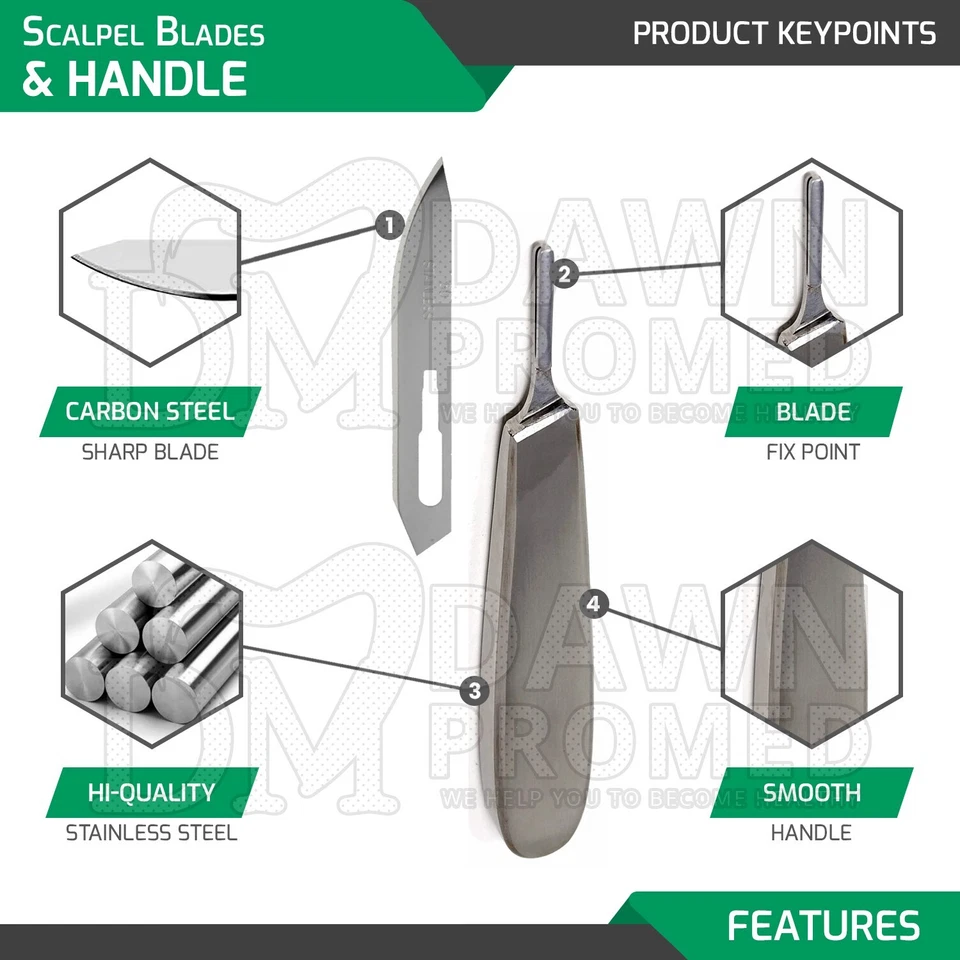 Hojas de bisturí #60 20 piezas con mango BP gratis #8 otorrinolaringología dental quirúrgica inst alemán gr Foto 3 de 4