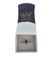 saphire and diamond ring White Gold Baguette Cut 18ct Vs1