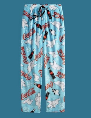 Mens Lounge Pants Coca-Cola Bears Minky Lounge Pants Sleep Pajama Size XL  Soft