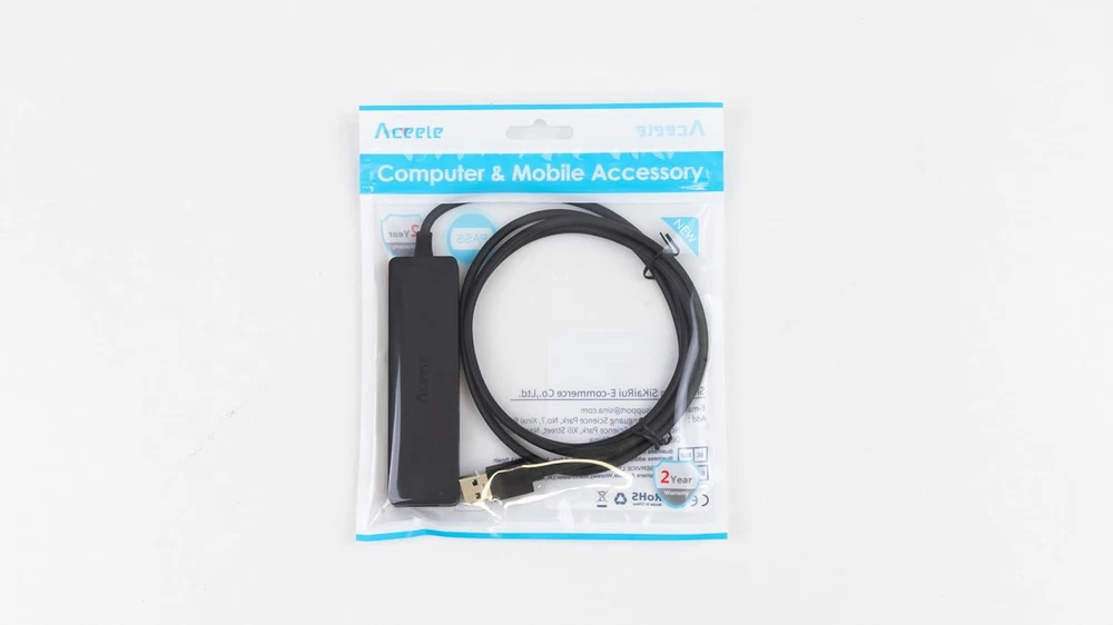 Aceele 4-Port USB 3.0 Hub with 4Ft Extended Cable for Ultra-Slim Laptop & PC