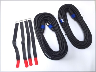 2x15m 2,5² DJ PA LAUTSPRECHER KABEL SPEAKON KOMPATIBEL + 4 x Klett SONDERPOSTEN