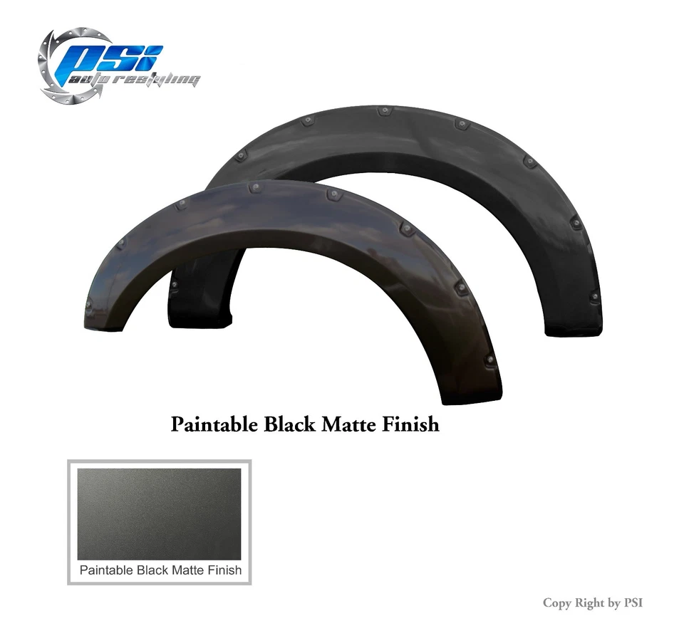 Black Paintable Pocket Rivet Fender Flares 17-20 Ford F-250, F-350 Super Duty Foto 3 de 3